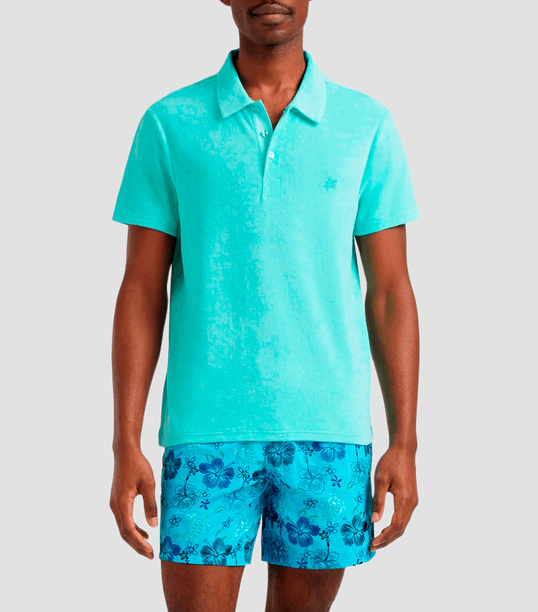 Playera tipo polo con manga corta lisa Hombre